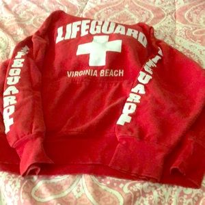 White and red life guard sweatshirt